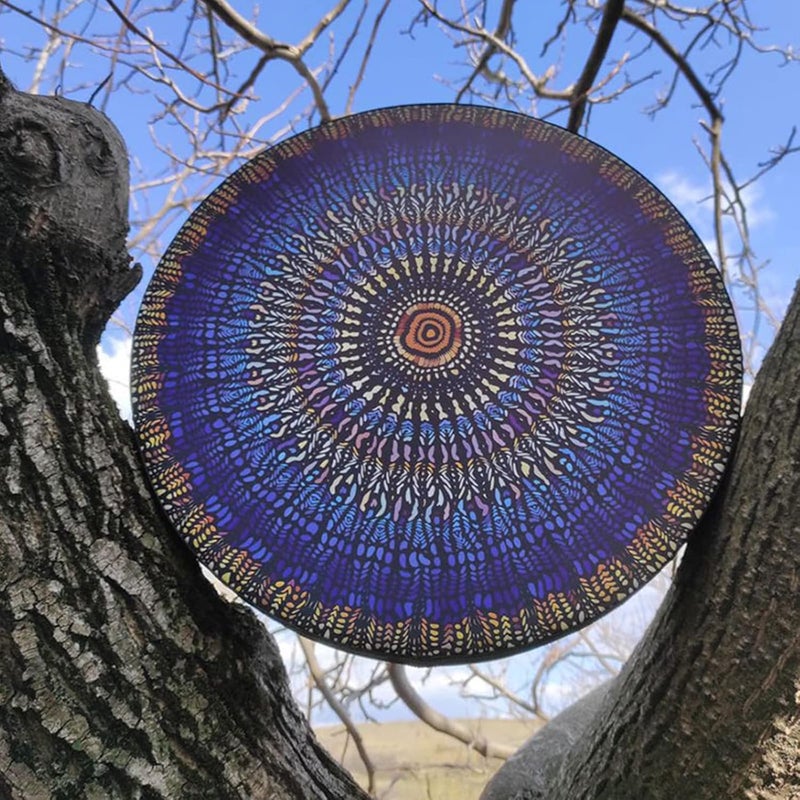 Firlar Shaman Drum, 10 Inch Hand Drum With Drum Stick, Alchemy Moon Drum For Spiritual Music, Reflection Meditation (Blue-A) - Image 3